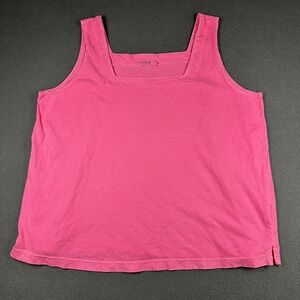 Fresh Produce Tank Top Womens XL Pink Square Neck Cotton Jersey USA Sleeveless
